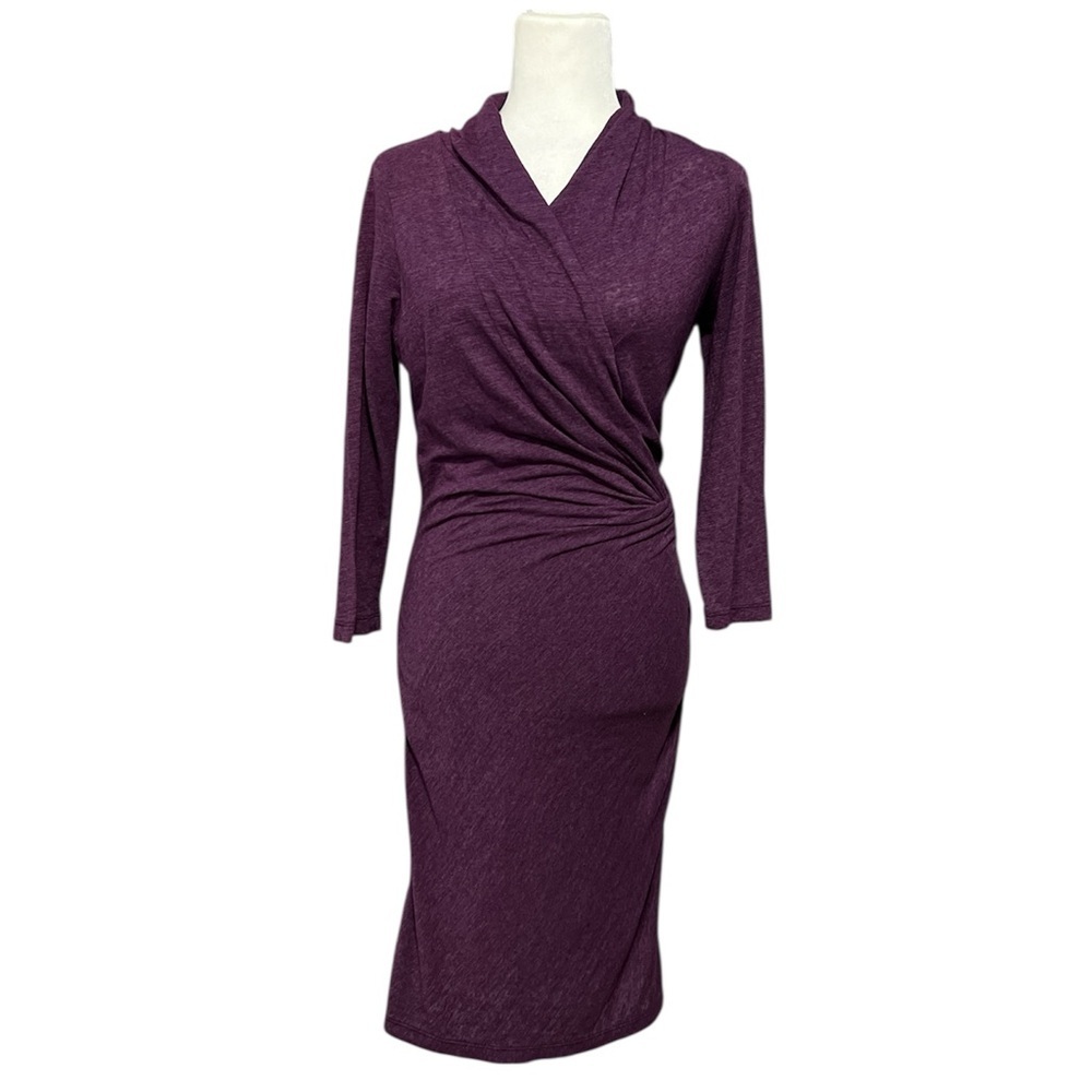 VELVET by Graham & Spencer Faux Wrap Heathered Plum Long Sleeve Dress